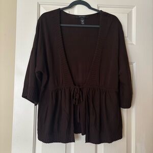 Women’s Nine West Boho Fairy Y2K Chocolate Brown Front Tie Cardigan Size XL